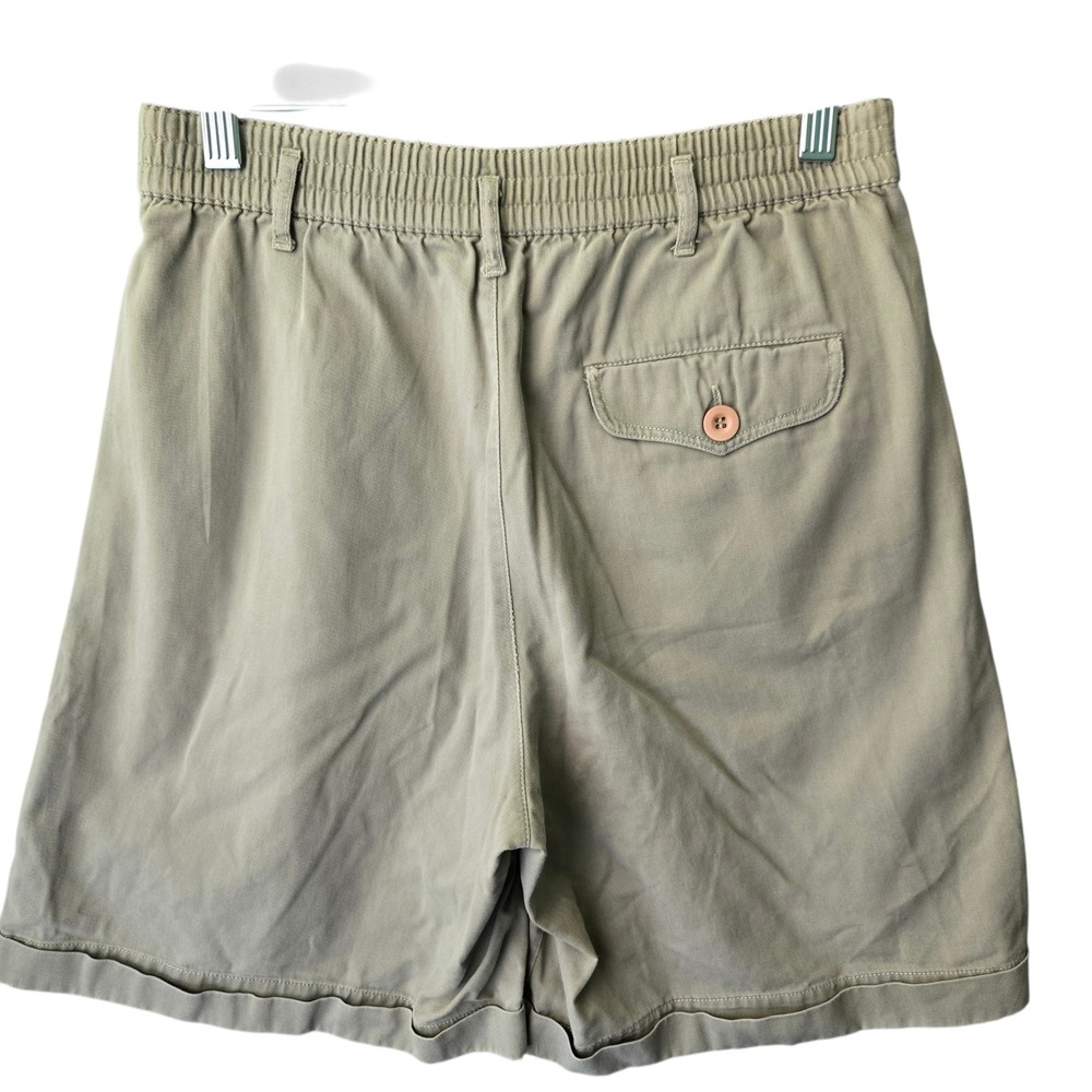 Calvin Klein Sport Khaki Pleated Cotton Shorts‎ Size 4 Elastic Waist - Picture 4 of 6